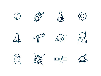 Astronomy Icons alien astronaut astronomy moon planets rocket satellite ship space star sun telescope