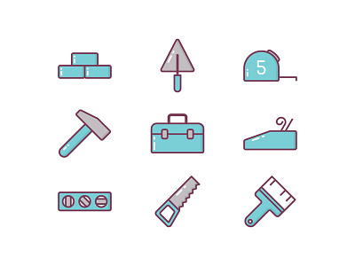 Constrution Icons architecture brick building construction hammer icons meter