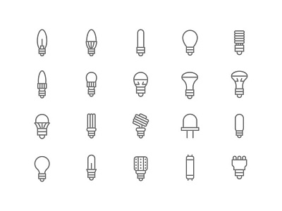 Outline Bulb Icons bulb electric electricity energy icon lamp led light lightbulb outline power