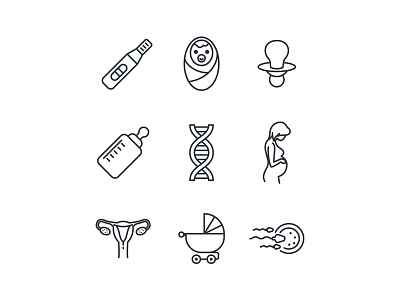 Maternity And Pregnancy Icons baby fertilization infant maternity mother pregnancy pregnant sperm woman