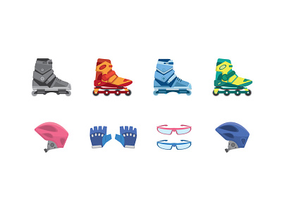Roller Icons glasses gloves helmet roller rollerblade skate