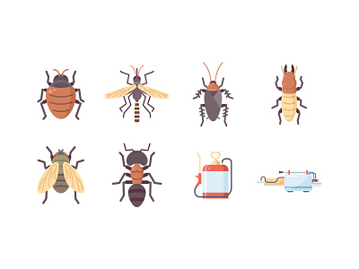 Pest Control Icons animal ant bed bug biology cockroach fly fogging insect insecticide mosquito pest termite