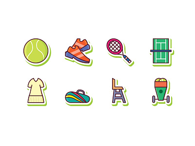 Tennis Icons bag ball ball machine chair field green match racket shoes sport tennis tournament