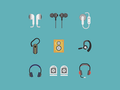 Headphone icons audio earphone headphone headset microphone music sound speaker