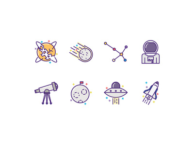 Space Icons universe cosmos galaxy spaceship ufo astronaut space astronomy star supernova
