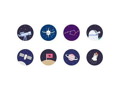 Outer Space Icons moon observatory orbit planet rocket satellite saturn space spaceship star supernova telescope