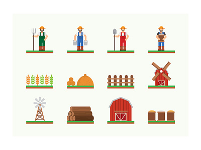 Farming Icons agriculture barn country farm farmer farming village wheat