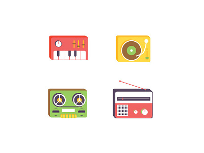 Music Equipment icons keyboard music radio