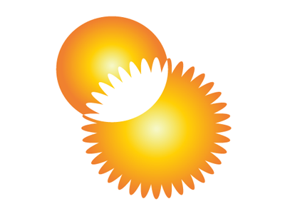 Sun : A logo circle collapse intersecting round sun yellow