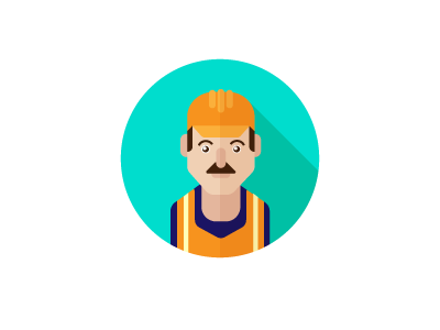 Handyman Bert character cyan flat handyman illustration plumber