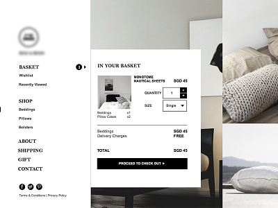Bedding eCommerce basket design ecommerce flat grid layout minimal monochrome product store web website