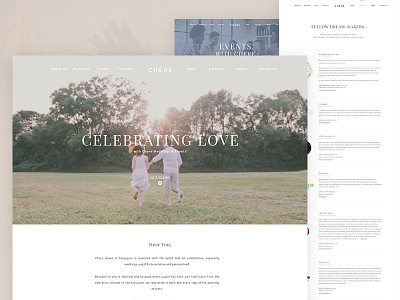 Chere Wedding and Events clean events hero layout minimal planning video website wedding