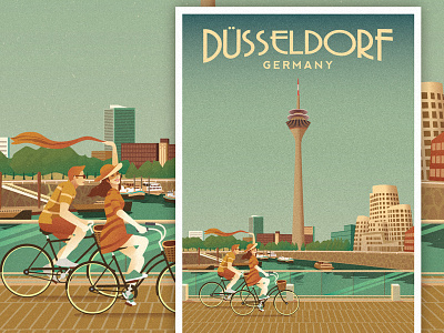 Düsseldorf Travel Poster city dusseldorf germany poster travel vintage