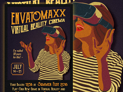 Vintage Virtual Reality Flyer flyer futuristic illustration poster retro technology template vintage virtual reality