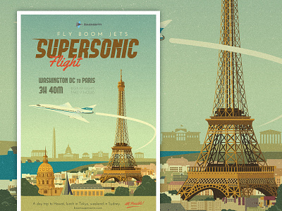 Supersonic Flight - DC to Paris Travel Poster