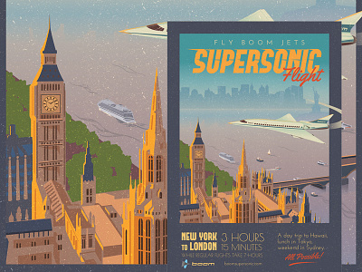 Supersonic Flight - NY to London Travel Poster airplane london new york poster travel poster vintage