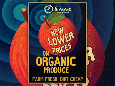 Pomme Promotion Poster apple classic fruit illustration natural old style organic poster vintage