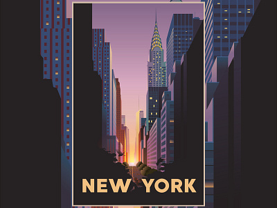New York City Poster chrysler building city illustration landmarks landscape lights manhattan new york poster skyline skyscraper vector