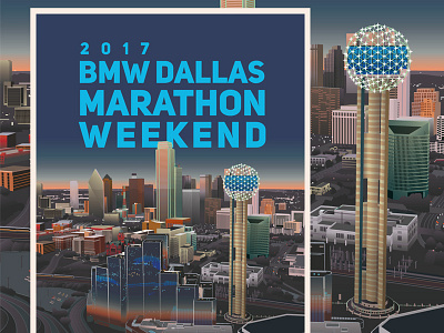 BMW Dallas Marathon bmw city dallas illustration landmark marathon poster skyline