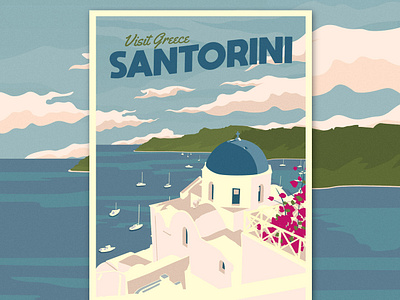 Santorini - Vintage Travel Poster greece holiday home decor illustration poster posters print retro santorini summer travel travel poster vacation vintage