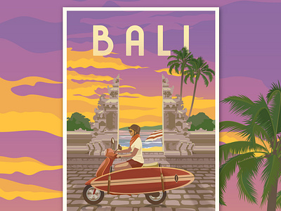 BALI - Travel Poster asia bali beach holiday illustration posters print summer sunset travel travel poster vintage