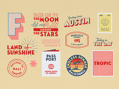 Playing with Fonseca Grande Font badges branding branding design classic free font illustration postcards posters retro travel typography vintage