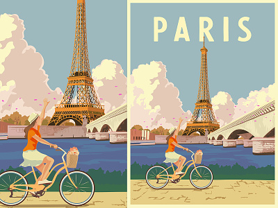 Paris ~ Travel Poster bycicle classic eiffel france illustration paris parisian poster posters retro travel travel poster trip vintage