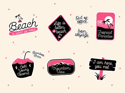 Fun Travel Sticker Pack autumn beach classic font download fun happy holiday holiday design illustration mountain pink retro stickers summer travel type design typeface typography vector vintage