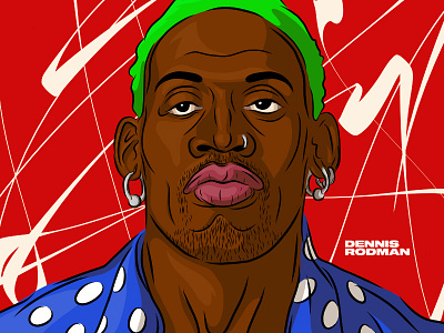 Dennis Rodman basketball chicagobulls illustration nba portrait sport sports design vector illustration vectorart