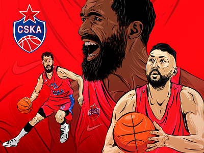 CSKA Basketball Club basketball basketball player branding cska illustration red color sport sportbranding sportillustration