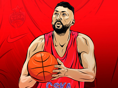 Basketball player 3х3 athlete ball basketball basketball player cska euroleague illustration nike sport sportbranding
