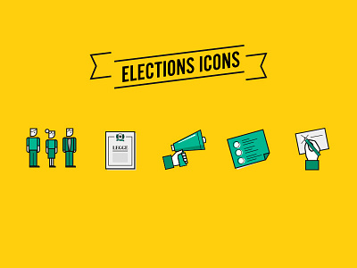 Elections democracy elections green icons illustrations people law vote yellow