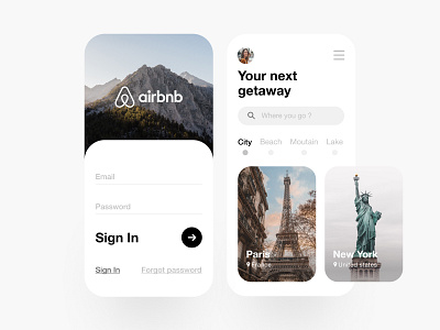 Daily UI 1 - Sign up airbnb app branding challenge daily ui dailyui design mobile mobile ui new york paris sign in signup travel app travelapp ui user interface ux