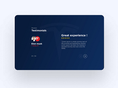 Daily Ui 9 - Testimonial Tesla app branding challenge daily ui dailyui design elon musk mobile ui reviews tesla ui user interface
