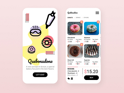 Donuts Shop App app branding donas donut donuts figma illustration pastel pink rosa shop tienda ui uiux ux