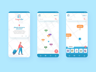 Market Finder APP UI adobe xd app blue compras design lightblue mapa market mercado ui ux uxui