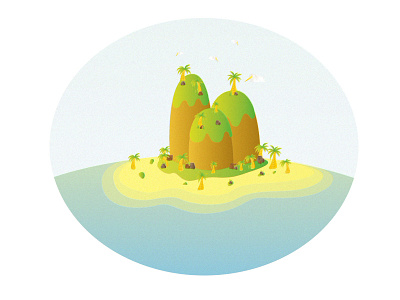 On a island art arte illustration ilustracion isla island landscape mar paisaje playa