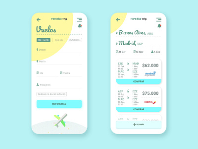 ParadiseTrip travel app airplane app concept avion booking minimal tickets tourism travel travel agency ui ui design uxui viajes