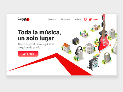 Guitar shop landing page css3 guitar guitarra html5 music rock rojo shop tienda ui uidesign web webdesign website