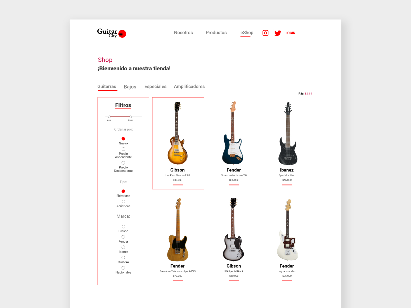 guitar shop website