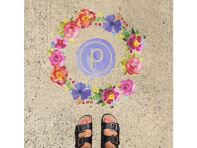 Sidewalk Art barre flowers illustration pure barre watercolor