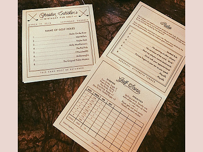 Savannah Pub Golf Scorecard
