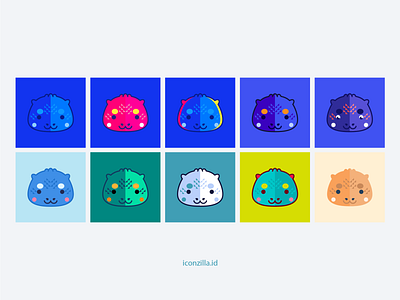 Which one do you think is good? blue character godzilla icon ilustration kawaii mascot model vector vector art vector illustration