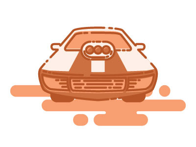 Red Car Monoline Flat illustration