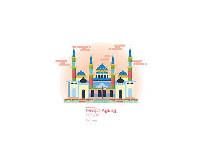 Great Mosque (Masjid Agung) - Tuban - East java - Indonesia design flat illustration