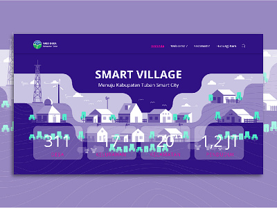 Tuban Smart Village blue color gradient header illustration illustrations smart village ui ux web