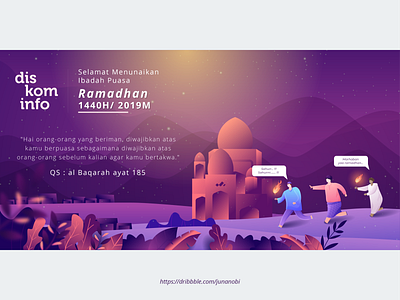 Marhaban yaa ramadhan 1440H artwork blue design flat holy month illustration ramadhan smart village tuban ui ux vector web website