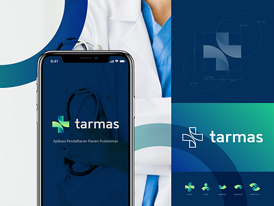 Logo : TARMAS (Aplikasi Pendaftaran Pasien Puskesmas) app branding flat gradient health healthcare icon logo minimal ui ux vector web website