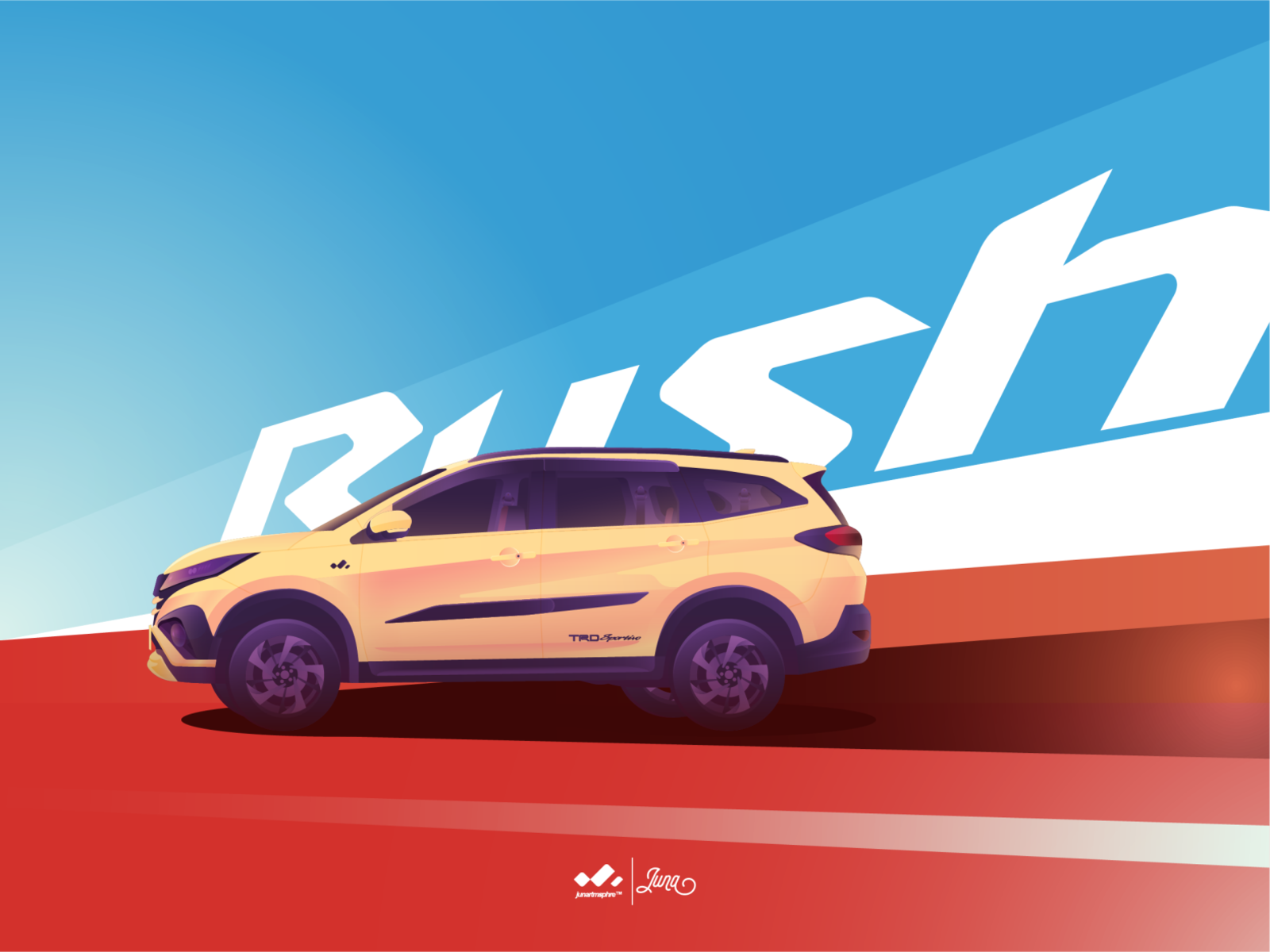 Toyota Rush Yellow artwork car design flat illustration rush toyota rush tuban vector wallpaper yellow