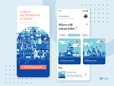 City tour of Tuban App app apple application design east java illustration ios journey klenteng kwan sing bio landmark logo masjid agung tuban tour travel tuban ui ux vector web website